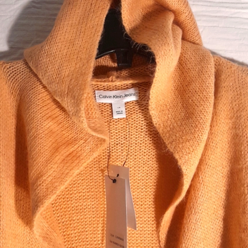 CALVIN KLEIN HOODED long sleeve Duster  KNITTED SWEATER